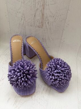 ANTONIO MELANI Glora Purple Raffia Flower Dress Sandals Size 9M Never worn